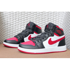 Мужские высокие кроссовки Nike Air Jordan 1 Retro High OG черные с белым и красным