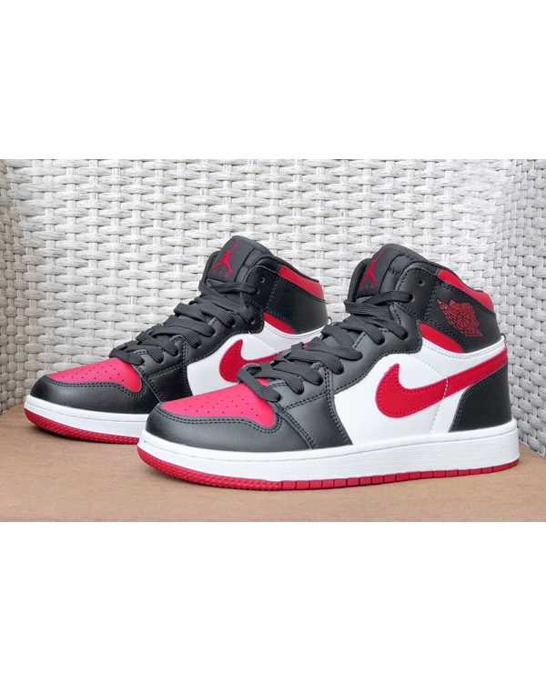 Мужские высокие кроссовки Nike Air Jordan 1 Retro High OG черные с белым и красным