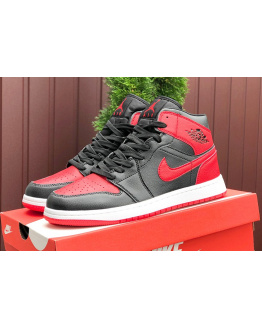 Мужские высокие кроссовки Nike Air Jordan 1 Retro High OG черные с красным