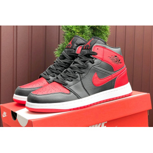 Купить Мужские высокие кроссовки Nike Air Jordan 1 Retro High OG черные с красным