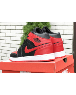 Мужские высокие кроссовки Nike Air Jordan 1 Retro High OG черные с красным