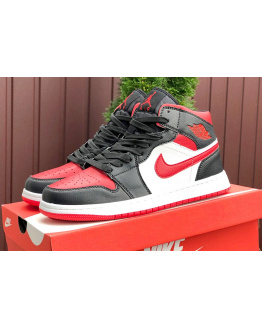Мужские высокие кроссовки Nike Air Jordan 1 Retro High OG черные с красным и белым