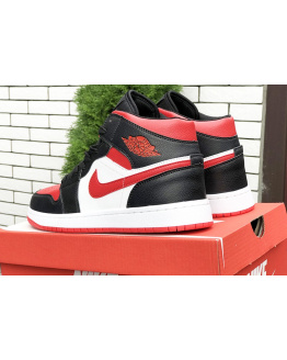 Мужские высокие кроссовки Nike Air Jordan 1 Retro High OG черные с красным и белым