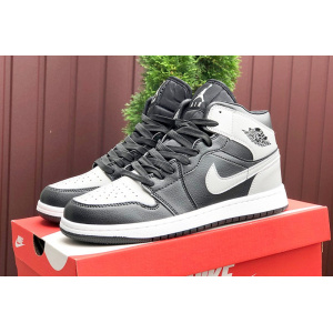 Купить Мужские высокие кроссовки Nike Air Jordan 1 Retro High OG черные с серым