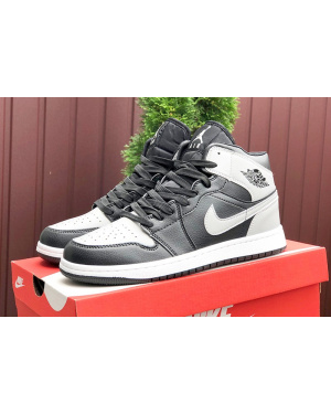 Мужские высокие кроссовки Nike Air Jordan 1 Retro High OG черные с серым