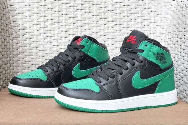 Мужские высокие кроссовки Nike Air Jordan 1 Retro High OG черные с зеленым