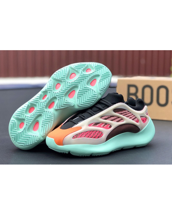 Женские кроссовки Adidas Yeezy 700 v3 бордовые с бирюзовым