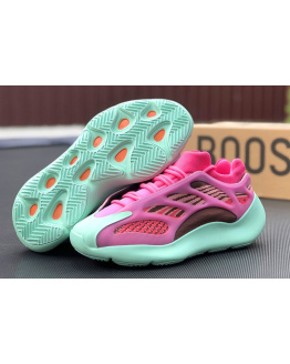Женские кроссовки Adidas Yeezy 700 v3 малиновые с бирюзовым