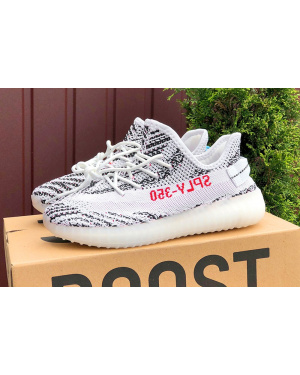 Женские кроссовки Adidas Yeezy Boost 350 V2 SPLY-350 белые с черным