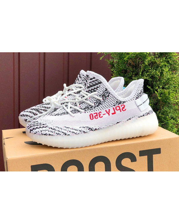 Женские кроссовки Adidas Yeezy Boost 350 V2 SPLY-350 белые с черным