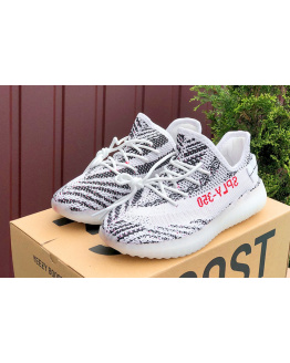 Женские кроссовки Adidas Yeezy Boost 350 V2 SPLY-350 белые с черным