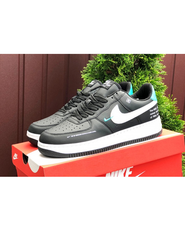 Женские кроссовки Nike Air Force 1 Low 07 LE Starfish черные с белым и бирюзовым