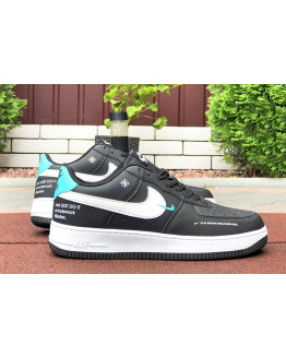 Женские кроссовки Nike Air Force 1 Low 07 LE Starfish черные с белым и бирюзовым