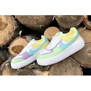 Купить Женские кроссовки Nike Air Force 1 Shadow белые с зеленым и желтым