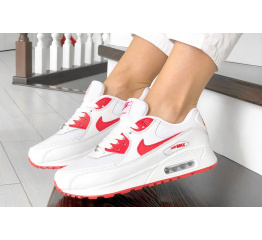 Купить Женские кроссовки Nike Air Max 90 белые с красным