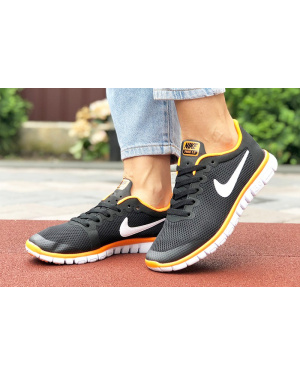 Женские кроссовки Nike Free 3.0 V2 черные с оранжевым