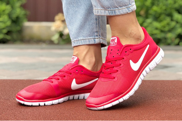 Женские кроссовки Nike Free 3.0 V2 красные с белым