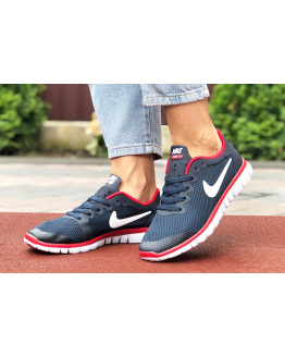 Женские кроссовки Nike Free 3.0 V2 темно-синие с белым и красным
