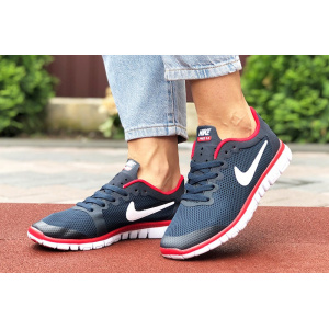 Жіночі кросівки Nike Free 3.0 V2 темно-сині з білим и красным