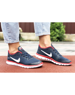 Женские кроссовки Nike Free 3.0 V2 темно-синие с белым и красным