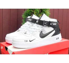 Купить Женские высокие кроссовки на меху Nike Air Force 1 '07 Mid Lv8 Utility белые с черным