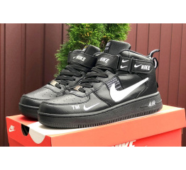 Женские высокие кроссовки на меху Nike Air Force 1 '07 Mid Lv8 Utility черные