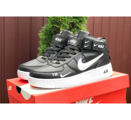 Купить Женские высокие кроссовки на меху Nike Air Force 1 '07 Mid Lv8 Utility черные с белым