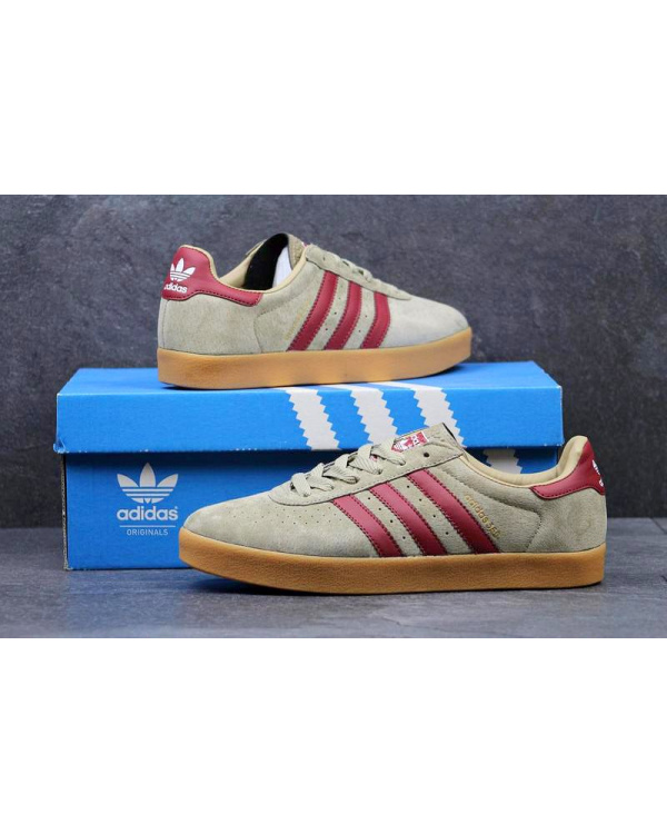 Чоловічі кросівки Adidas 350 бежеві з бордовим