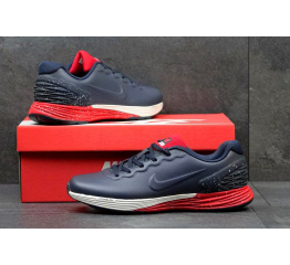 Мужские кроссовки Nike Lunarlon темно-синие с красным