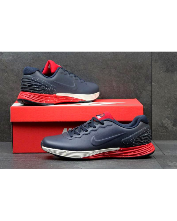 Чоловічі кросівки Nike Lunarlon темно-сині з червоним
