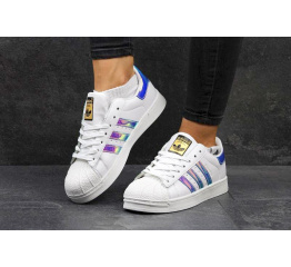 Женские кроссовки Adidas Classics Superstar Hologram Iridescent белые с фиолетовым