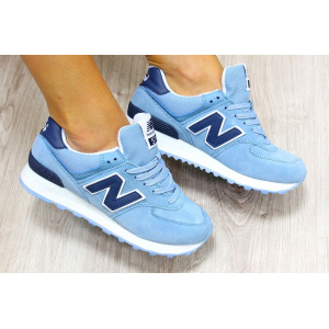 Женские кроссовки New Balance 574 голубые с синим