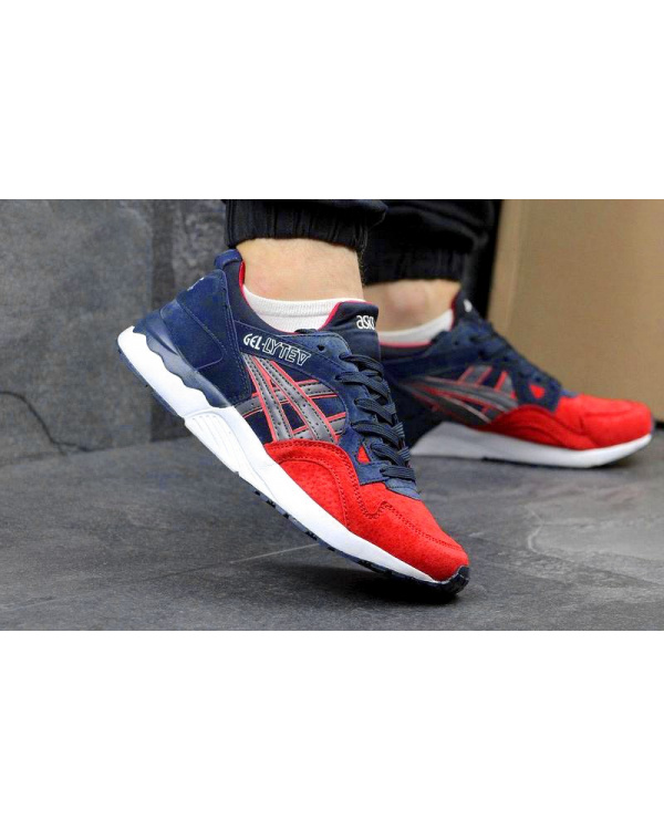 Мужские кроссовки Asics GEL-Lyte V темно-синие с красным