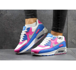 Женские кроссовки Nike Air Max 90 белые с голубым и розовым