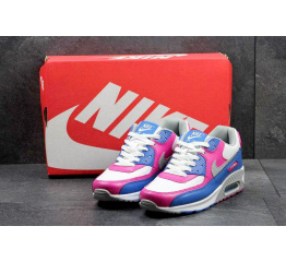 Женские кроссовки Nike Air Max 90 белые с голубым и розовым