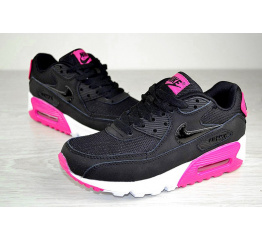 Женские кроссовки Nike Air Max 90 черные с розовым