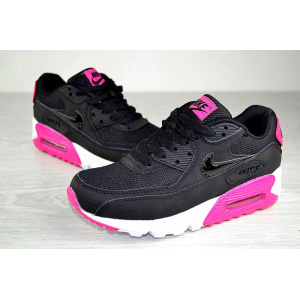 Женские кроссовки Nike Air Max 90 черные с розовым