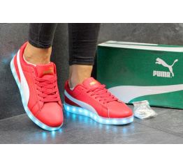 Женские кроссовки Puma Suede LED красные