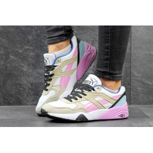 Женские кроссовки Puma Trinomic R698 белые с бежевым и розовым