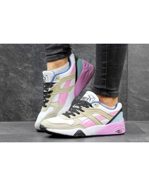 Жіночі кросівки Puma Trinomic R698 білі з бежевим и розовым
