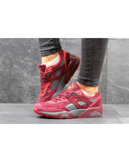 Женские кроссовки Puma Trinomic R698 бордовые с серым