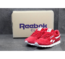 Женские кроссовки Reebok Classic Leather красные с белым