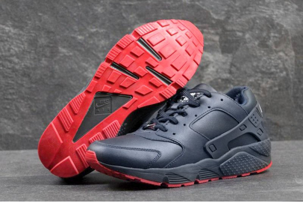 Мужские высокие кроссовки Nike Air Huarache темно-синие с красные