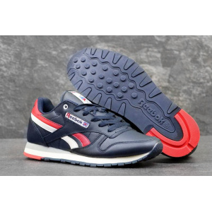 Мужские кроссовки Reebok Classic Leather темно-синие с красным и белым