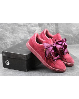 Женские кроссовки Puma Suede Heart Reset бордовые