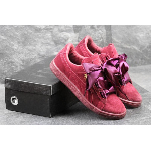 Женские кроссовки Puma Suede Heart Reset бордовые