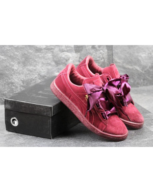 Женские кроссовки Puma Suede Heart Reset бордовые