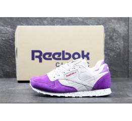 Женские кроссовки Reebok Classic Leather бежевые с фиолетовым
