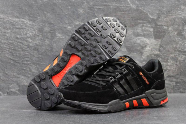 Мужские кроссовки Adidas Equipment Running Support 93 Suede черные с оранжевым