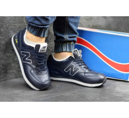 Мужские кроссовки New Balance 574 темно-синие с белым